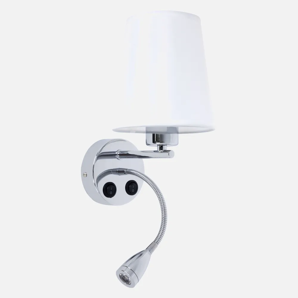 Aplique 1x3w 4000k + 1xe27 Idea Cromo/pant Blanca  240lm Con Interruptor