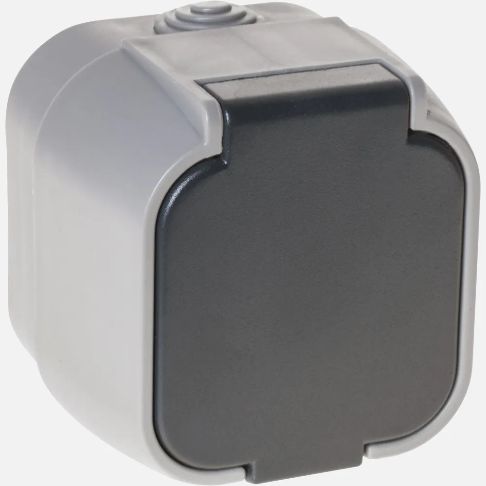 Base Enchufe Con Tapa Bert Ip 54 Gris 7x7x5 Cm