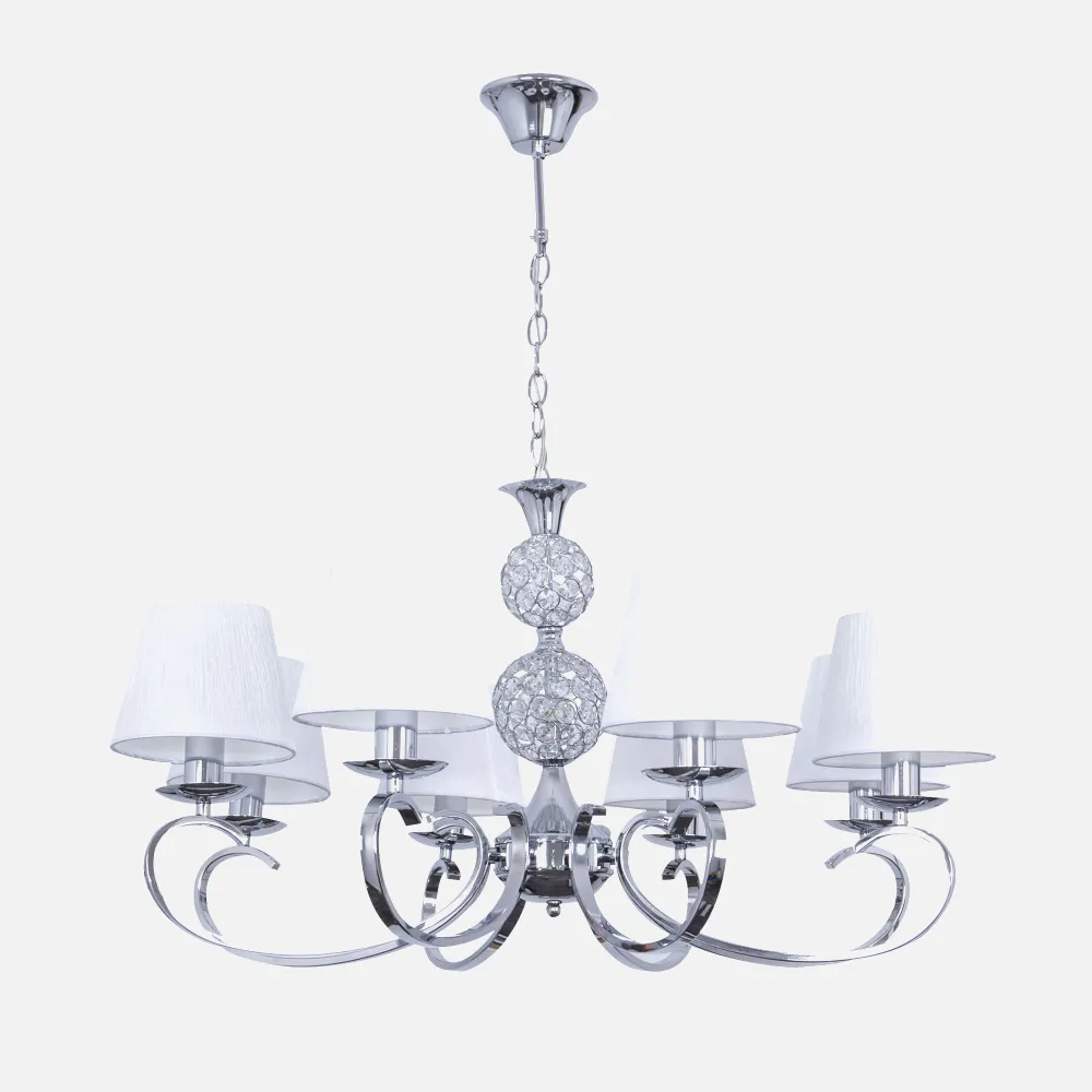 Lampara Honduras 8xe14 + 1ledx5w Cromo/pa-blanca 78x75d 4000k 400lm 60-80x78d