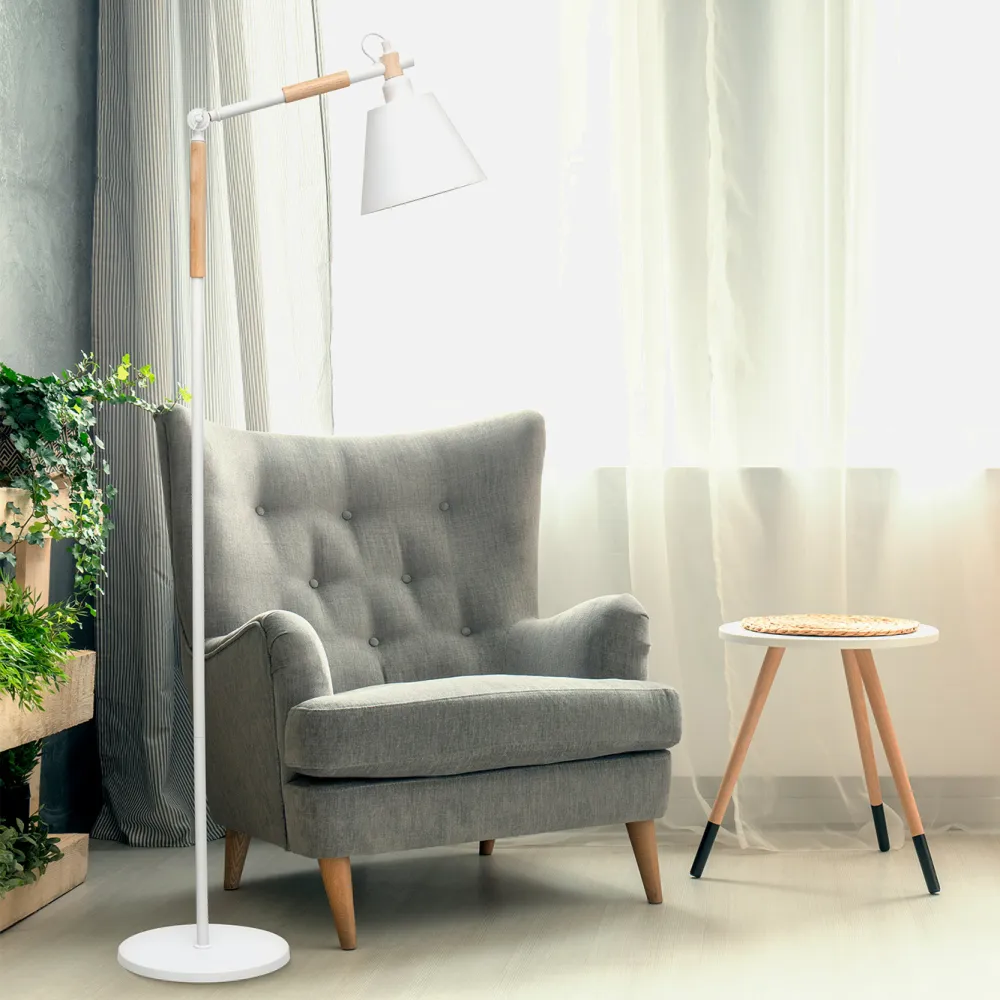 Pie Salon Bergen 1xe27 Blanco Estilo Nordico
