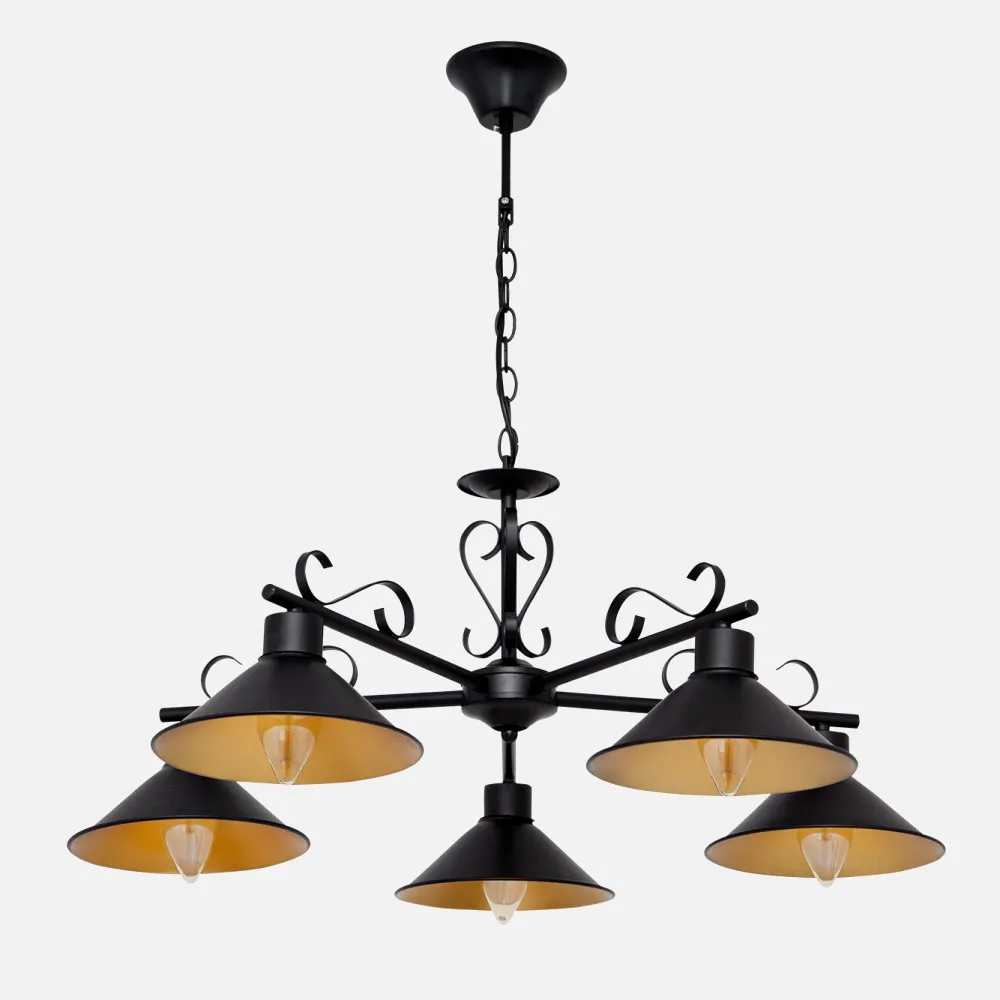 Lampara Buhardilla 5xe27 Negro Regx75d