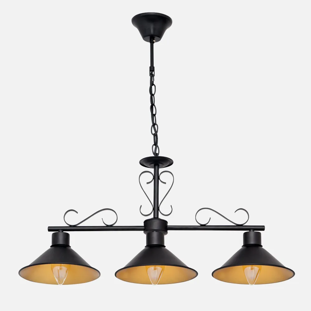Colgante Buhardilla 3xe27 Negro Regx88