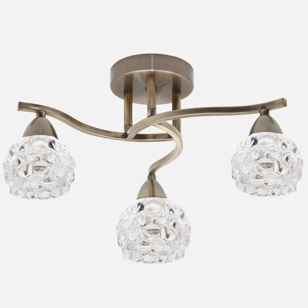 Lampara 3xe14 Glass Cuero Tulipa Cristal