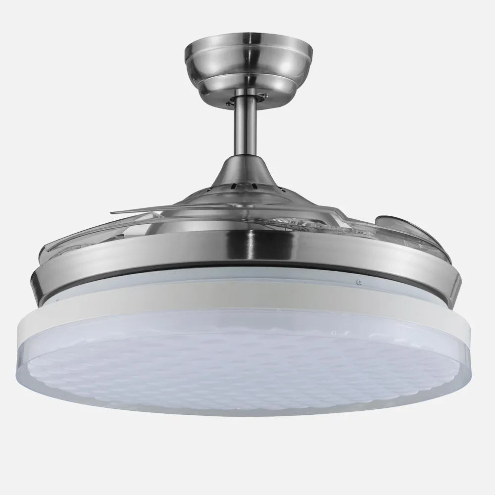 Ventilador 36w 4000k Samiel Niquel 4 Aspas Metacri Transp. 3600lm 47x107d Controlremoto