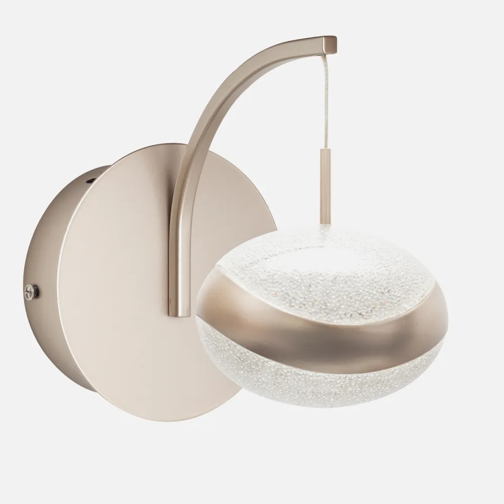 Aplique 8w 3300k Planett Champagne Dorado 600lm 17x13x21