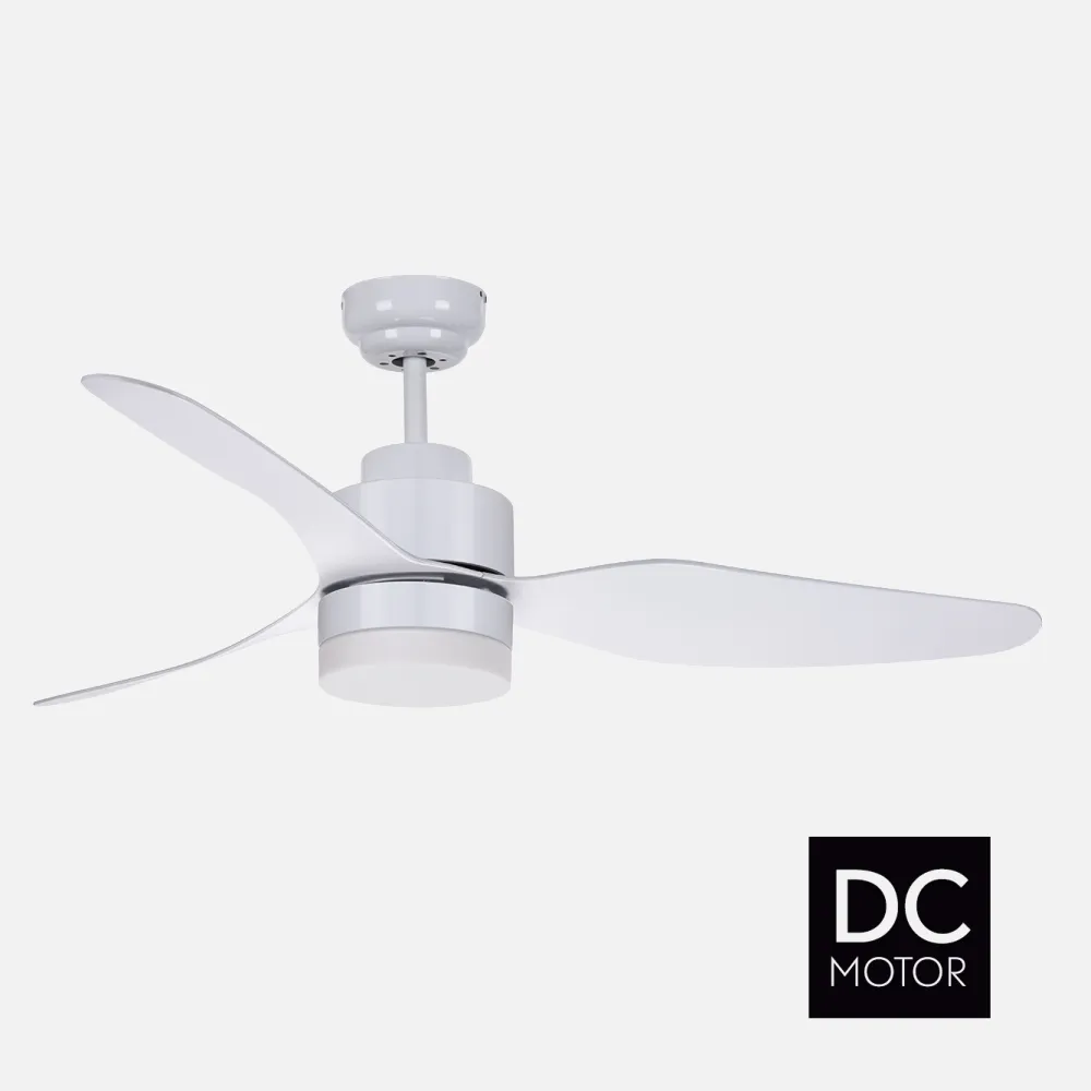 Ventilador Led 12w 4000k Aspro Blanco Motor Dc 3 Aspas Abs Blanca 1200lm 37x116,8d C/ Remoto