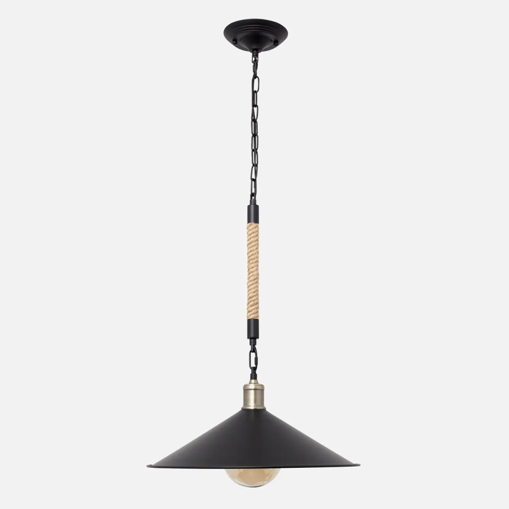 Colgante Grand. Soga 1xe27 Negro Cuerda De Cañamo Regx45d