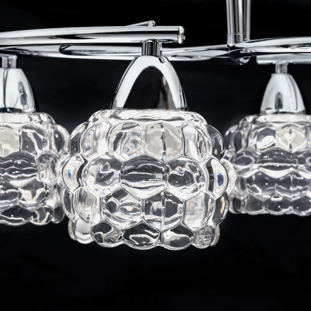 Lampara 6xe14 Glass Cromo Tulipa Cristal