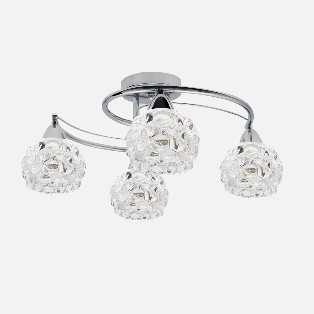 Plafon 4xe14 Glass Cromo Tulipa Cristal