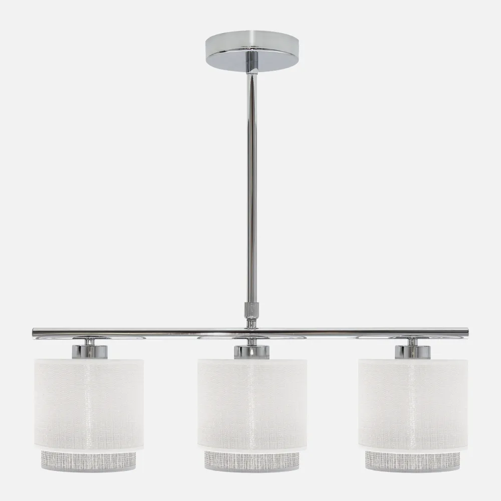 111053001 - Lampara Kenya 3xe14 Blanca/gris Regx56x14 Cm