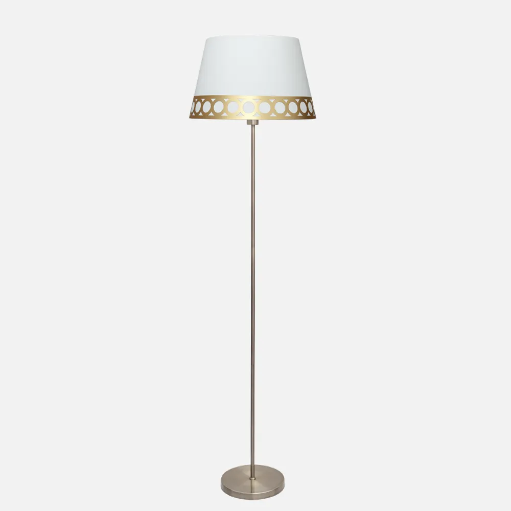 114841029 - Pie Salón Dalia 1xe27 Blanco/oro 165x40x40 Cm