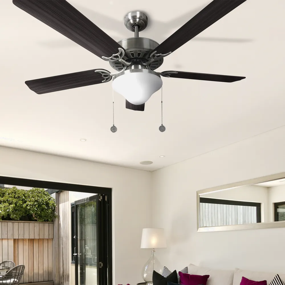 Ventilador Niquel Orion 5 Aspas Wengue 2xe27 50x132d