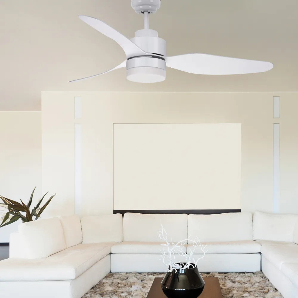Ventilador 12w 4000k Aspro Blanco Motor Dc 3 Aspas Abs Blanca 1200lm 37x116,8d C/  Remoto