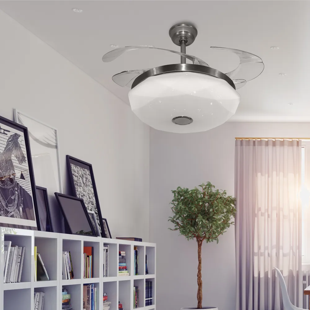 Ventilador Dc Rgb 72w 3000-4000-6500k Jazz Blanco 4 Asp.metac.transp 7200lm 40/50x50/107 Controlremoto