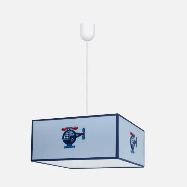 Pingente Helicóptero 1xe27 Azul claro Regx35x35