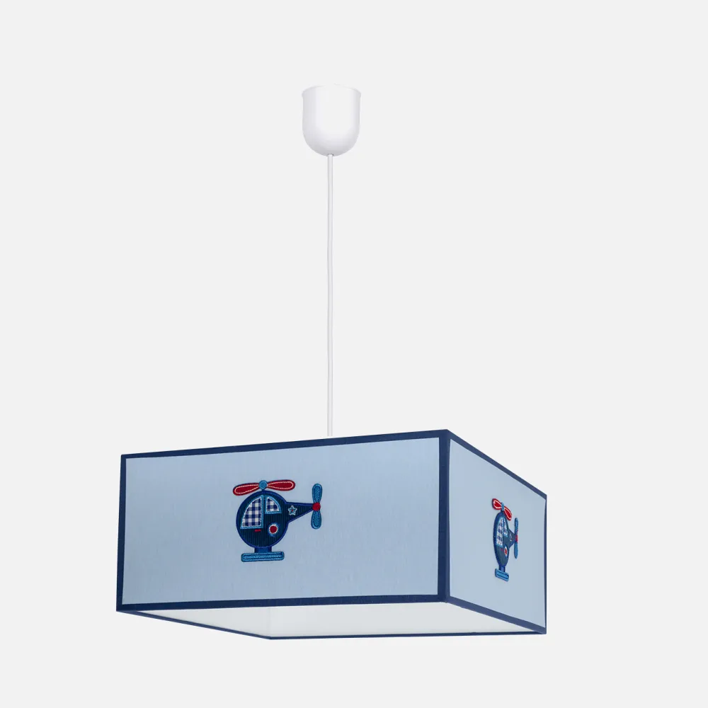 117393548 - Pingente Helicóptero 1xe27 Azul claro Regx35x35
