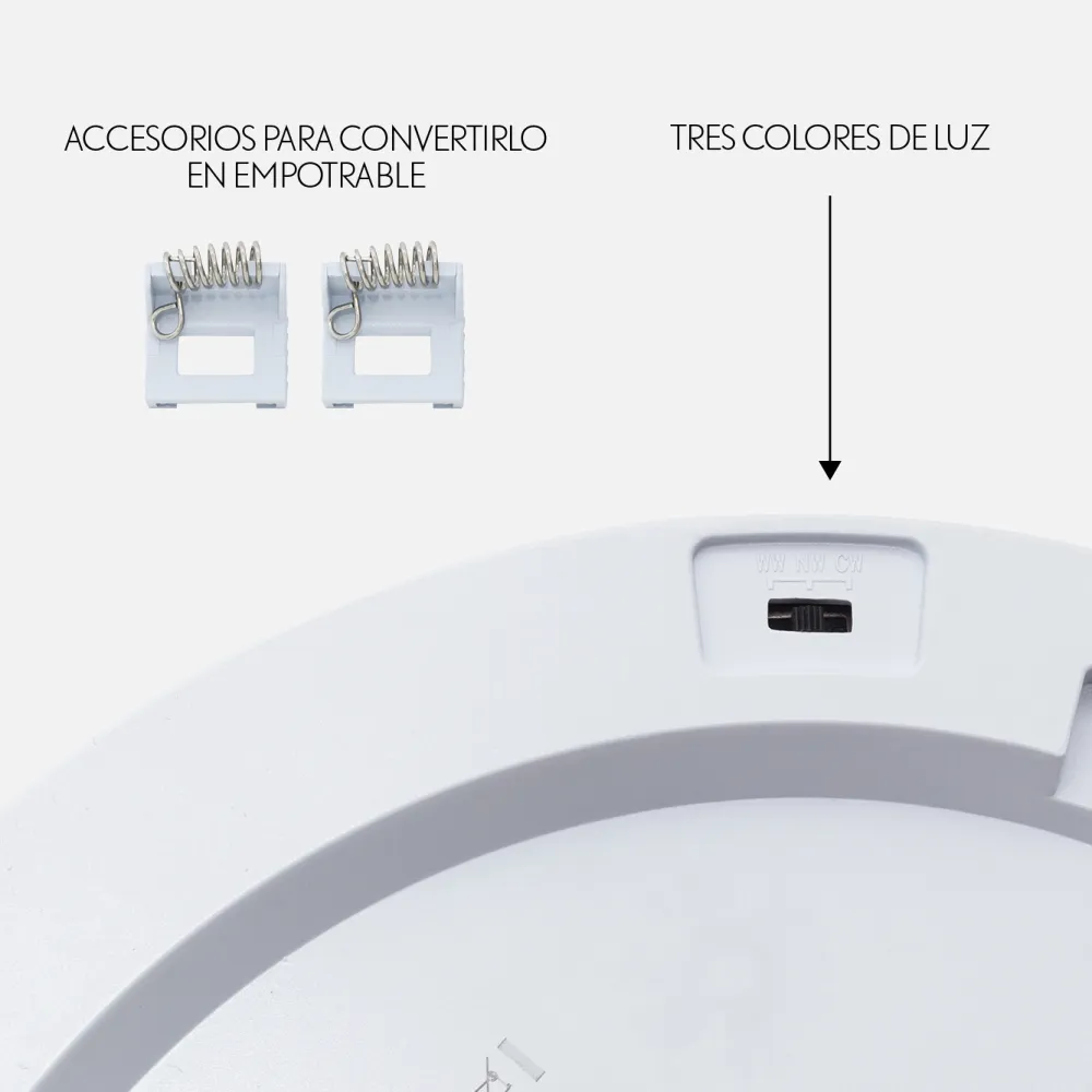 Downlight 18w 3000k, 4000k, 6000k Teseo Blanco 1620lm C/sensor De Movimiento Sup/empot
