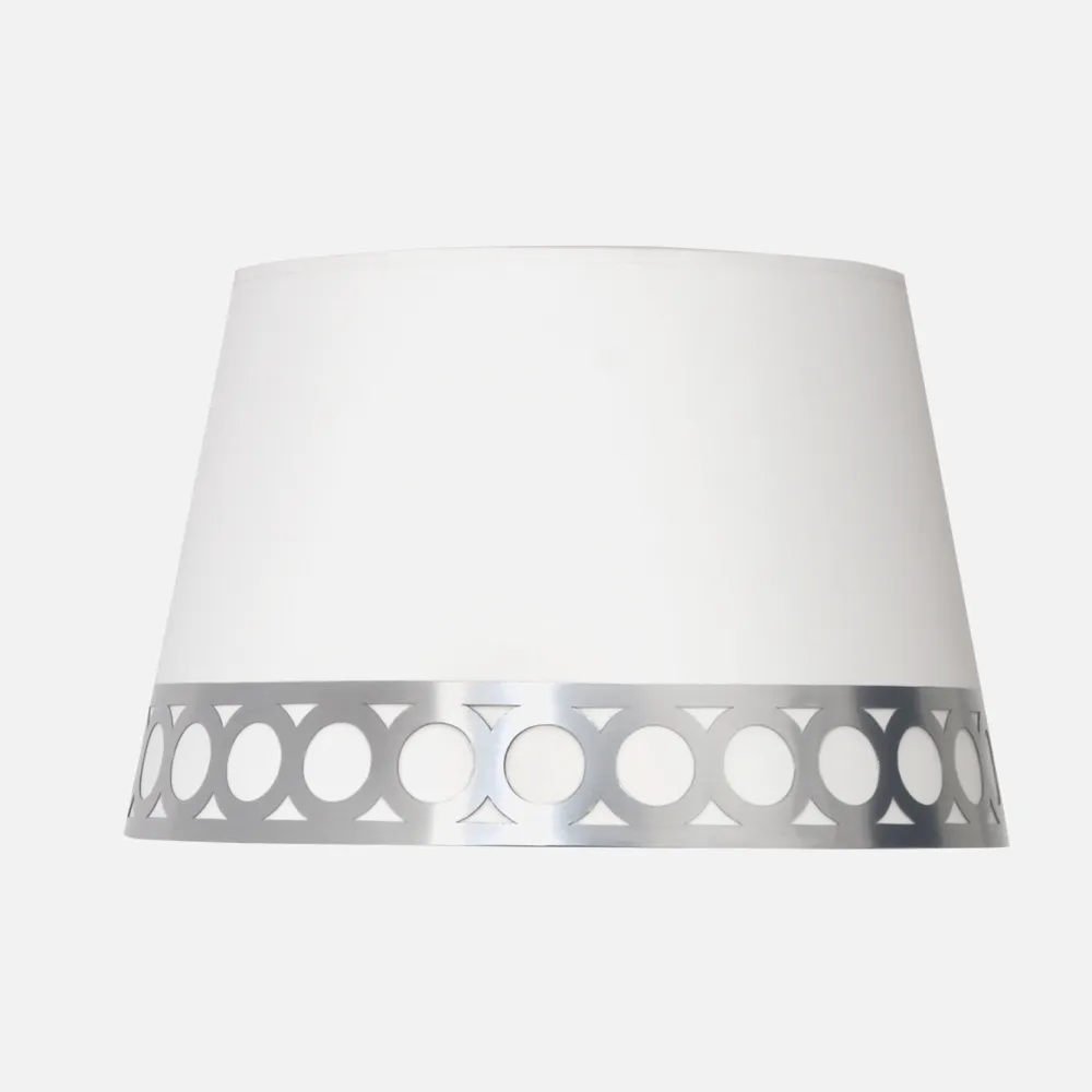 99.PA-114853010 - Pantalla Lampara Dalia E14 Blanca/plata 15dx12dx13h
