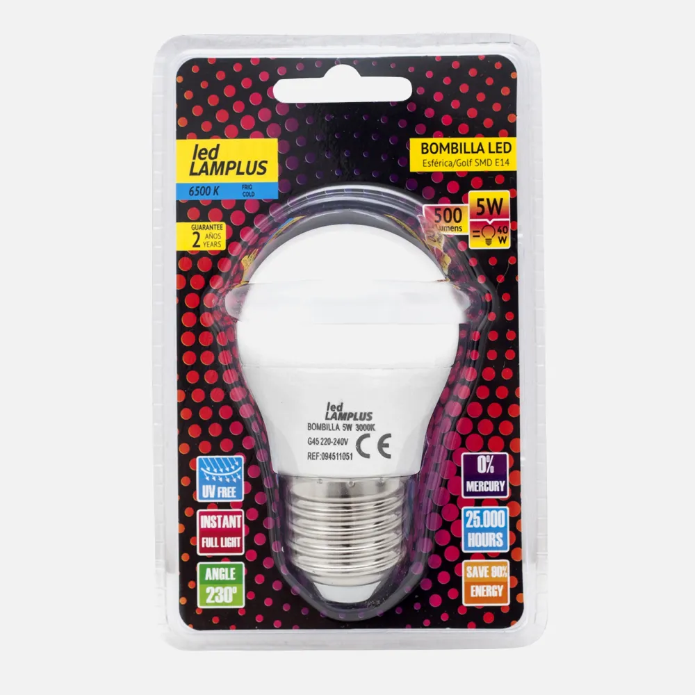 Bombilla 10w 6500k Blister E27 Esferica 1000lm