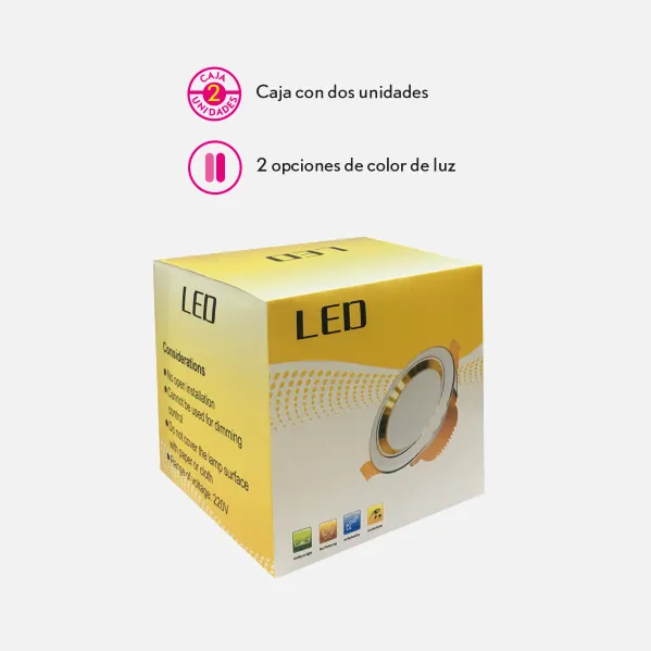 Spotlight Led Recessed downlight White 3w 3000k-4000k-6500k 4,5x9x9 Cm  Cut-out 8d 280lm