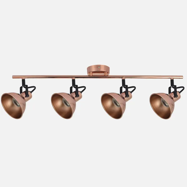 Regleta Arabia 4xgu10 Cobre/ Negro 20x78x12 Cm Focos Orientables