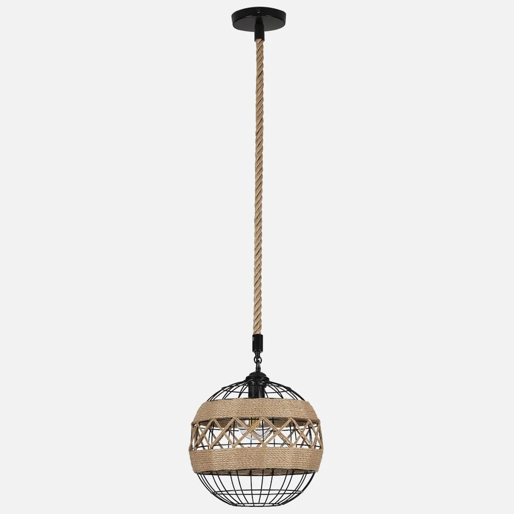 Colgante Yute 1xe27 Bola Cuerda Regx29x29