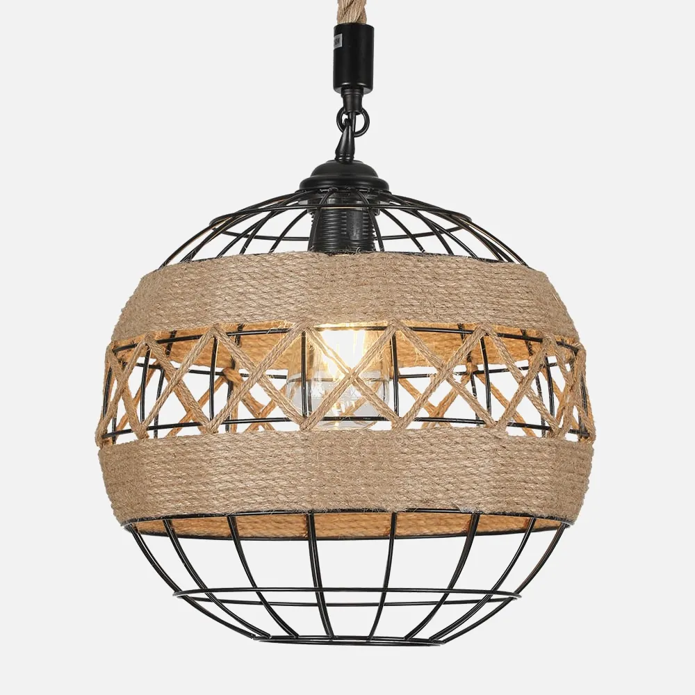 Colgante Yute 1xe27 Bola Cuerda Regx29x29