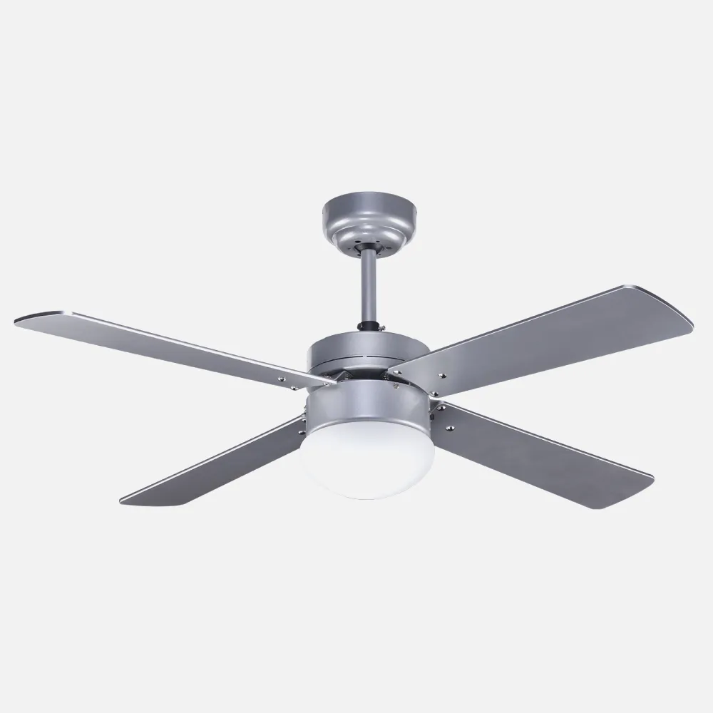 Ventilador Plata Tramontana 4 Aspas Plata/haya 2xe27 40x107 D
