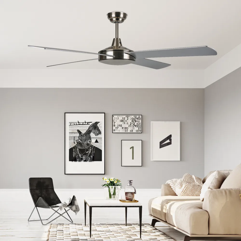 Ventilador Ostro Niquel 4 Aspas Plata 132 D C/remoto