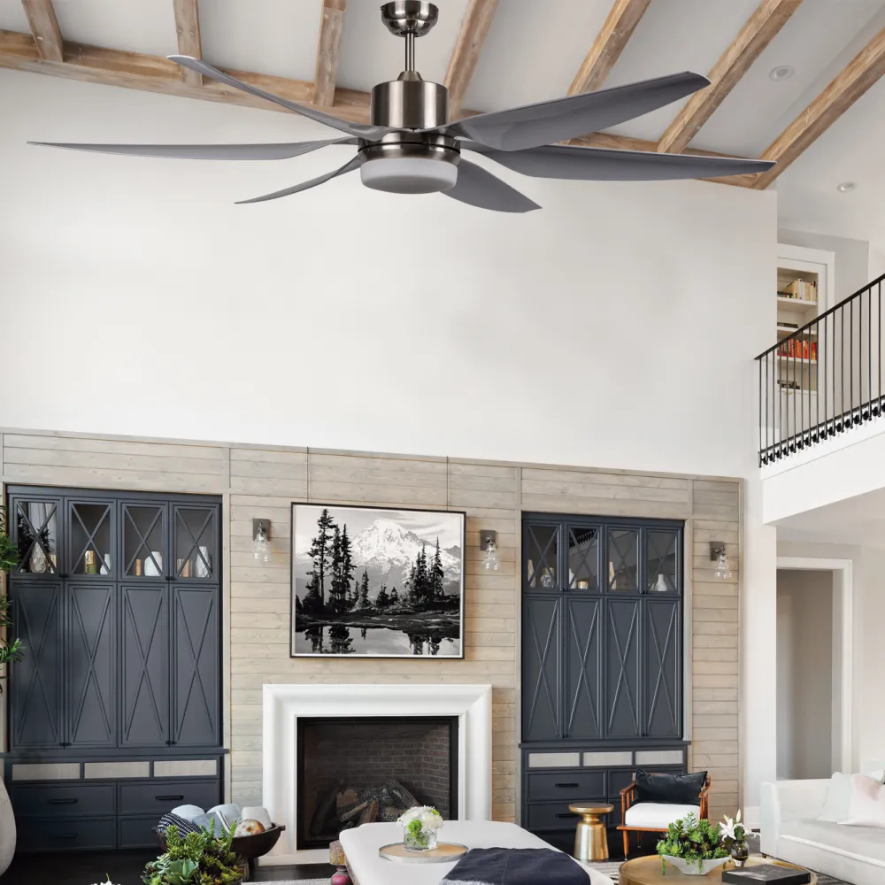 Ventilador Xl Levante 18w 4000k Niquel 6 Aspas Pl Ata 168 D 1800lm C/remoto