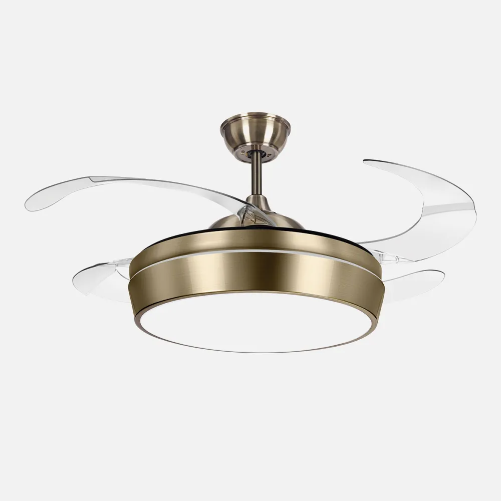 Ventilador Simun 36w 3240lm Cuero 4 Aspas Transp 36x55/107d 3Colores C/ Remoto