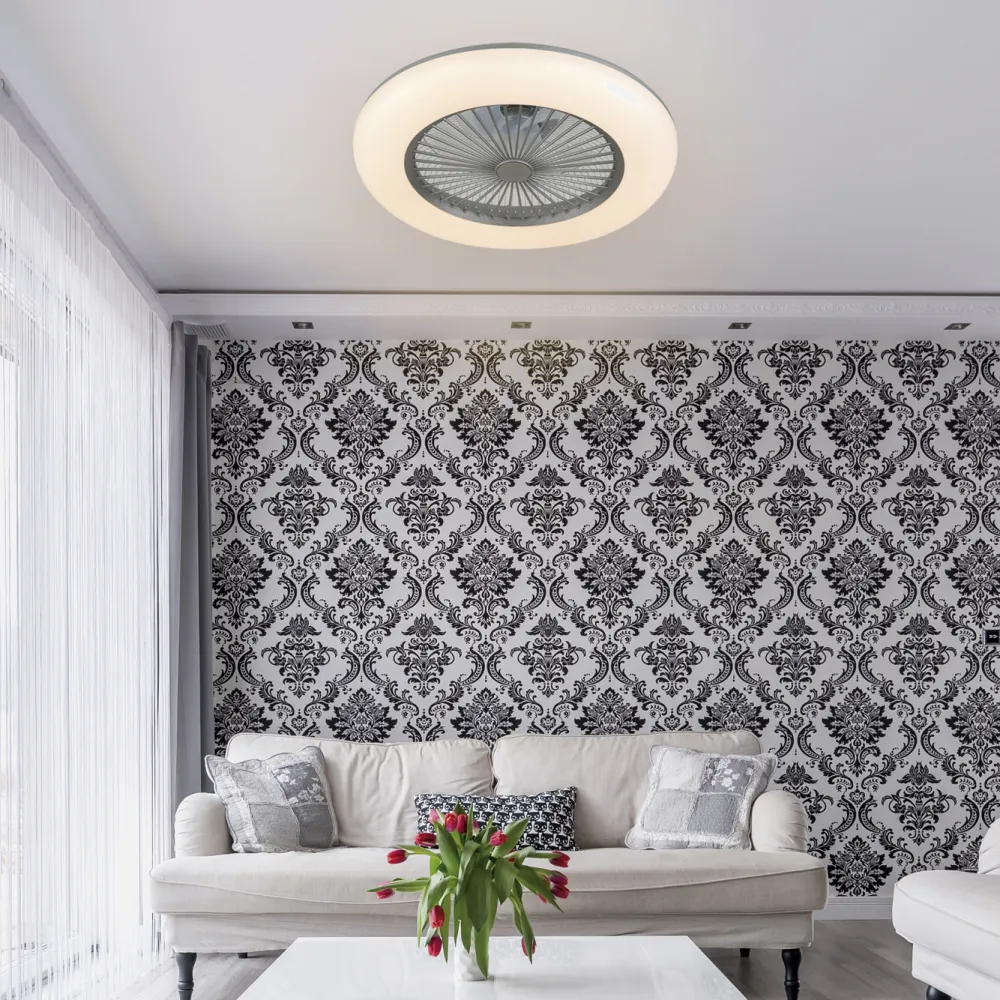 Ventilador Raki 72w Plata 5 Aspas 5760lm (3000k, 4000k, 6000k) Intensidad Regulable 55 D
