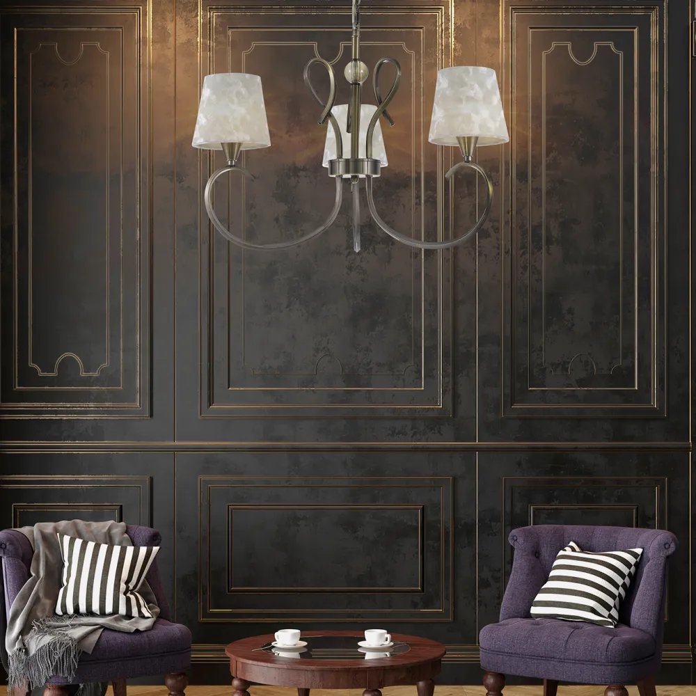 Lampara Cancun 3xe14 Cuero Pantalla Beis 98x54x54 Cm
