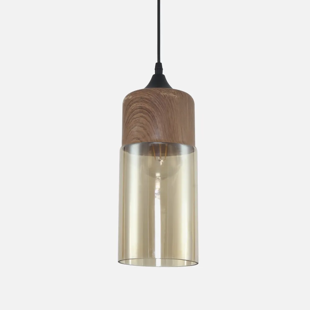 Colgante Osaka Cilindrico 1xe27 Roble/ambar  Reg.x15d