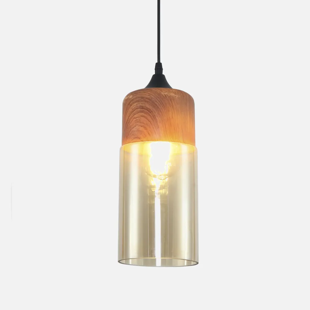 Colgante Osaka Cilindrico 1xe27 Roble/ambar  Reg.x15d