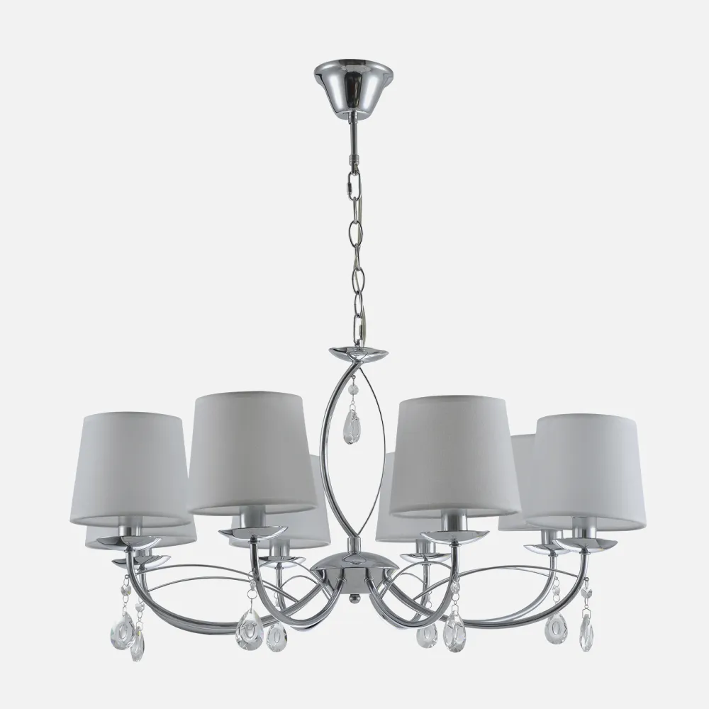 Lampara Monterrey 8xe14 Cromo Pantalla Blanca