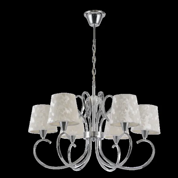 Lampara Cancun 6xe14 Cromo Pantalla Blanca 98x62x62 Cm