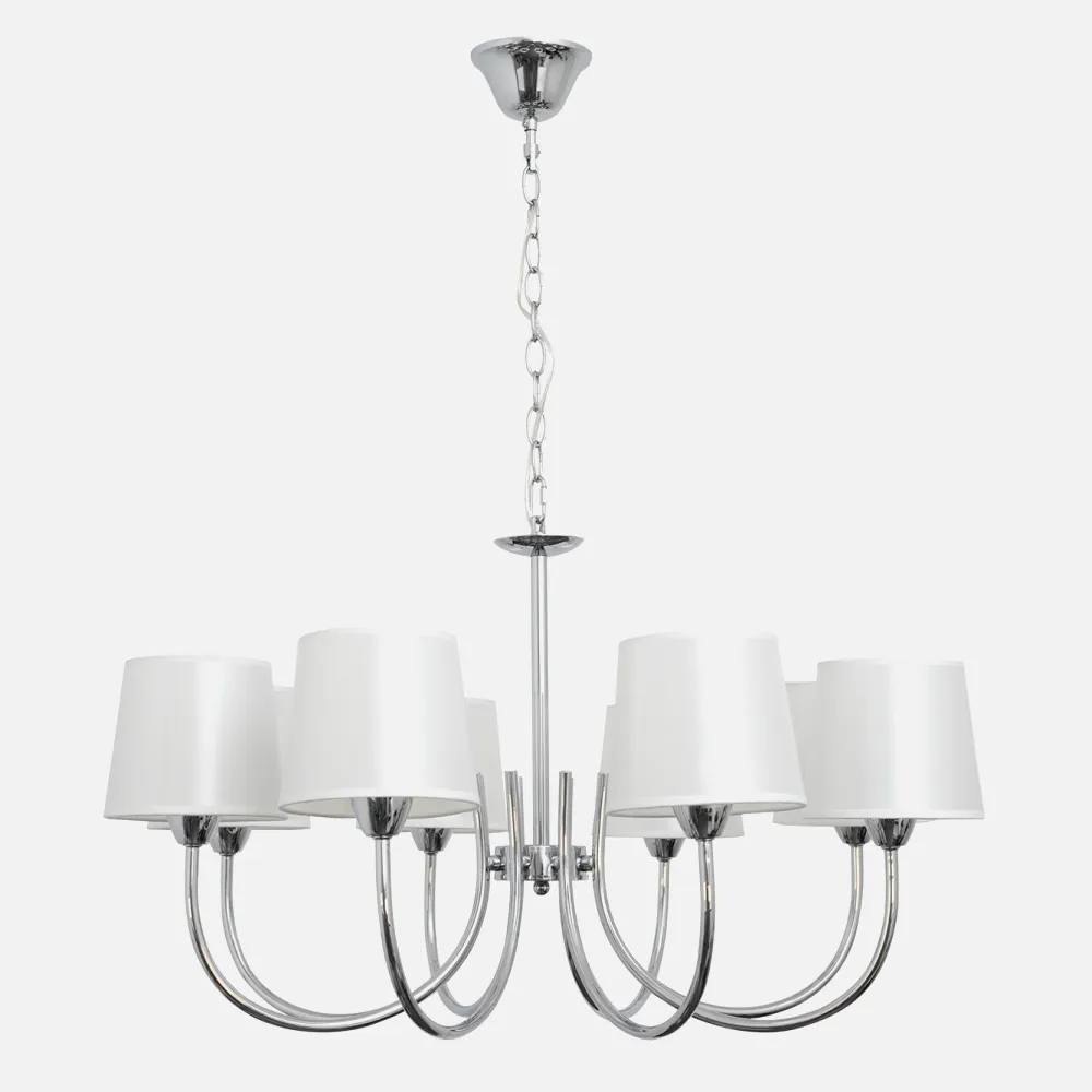 121558020 - Lamp Guadalajara 8xe14 Chrome Lampshade White