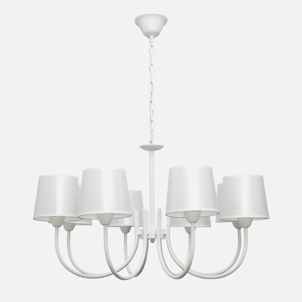 Lampara Guadalajara 8xe14 Crema Oro Pantalla Beis