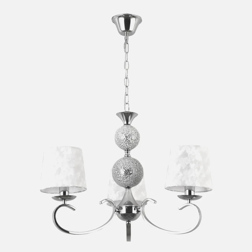 Lampara Mendoza 3xe14 Cromo Pantalla Blanca REGx52x52