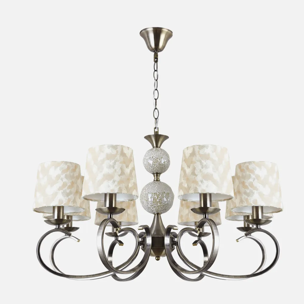 Lampara Mendoza 8xe14 Cuero Pantalla Beis REGx74x74