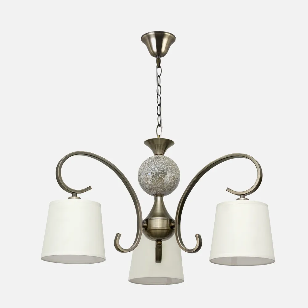 Lampara Concordia 3xe14 Cuero Pantalla Beis  REGx53x53