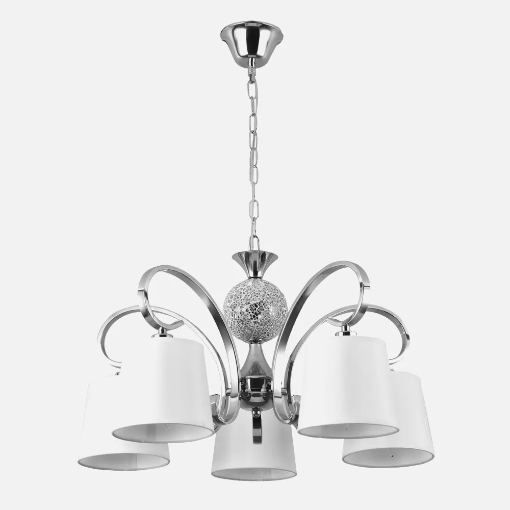 Lampara Concordia 5xe14 Cromo Pantalla Blanca REGx60x60