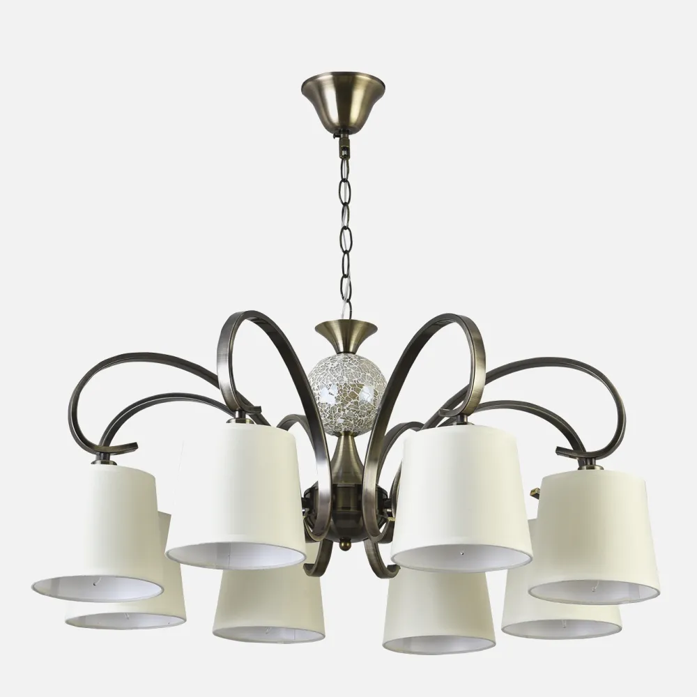 122358014 - Lampara Concordia 8xe14 Cuero Pantalla Beis REGx75x75