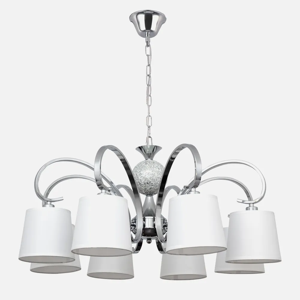 Lampara Concordia 8xe14 Cromo Pantalla Blanca  50-70x78d