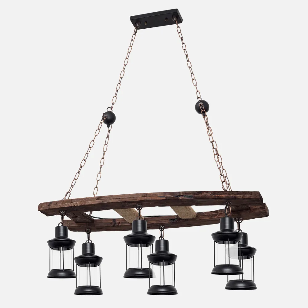 Colgante Rustico Cortijo   6xe27 Marron