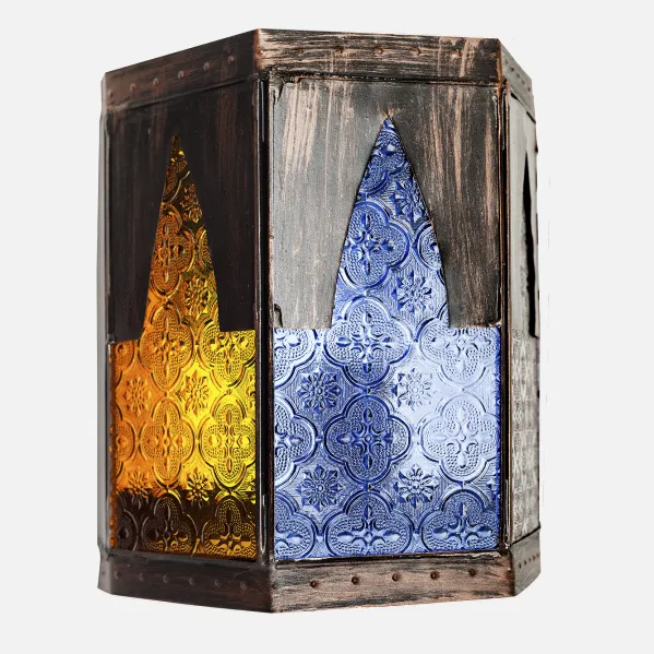 Aplique Artesanal Meknes 1xe27 Marron/colores 21,5x18,5