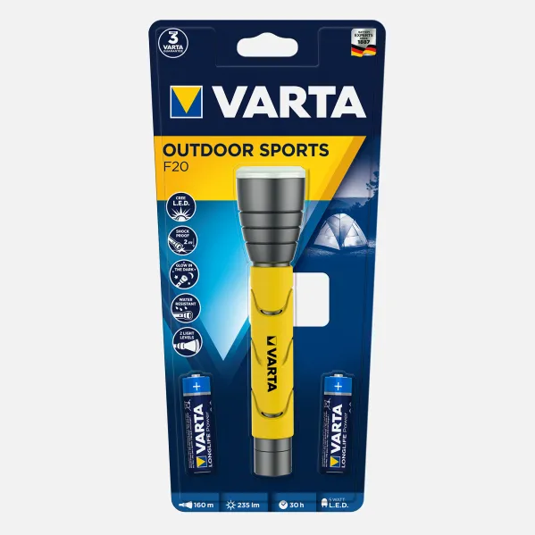 Linterna Led 5w Varta Ipx4 2xlr06 Incluidas Amarillo  16x3,7