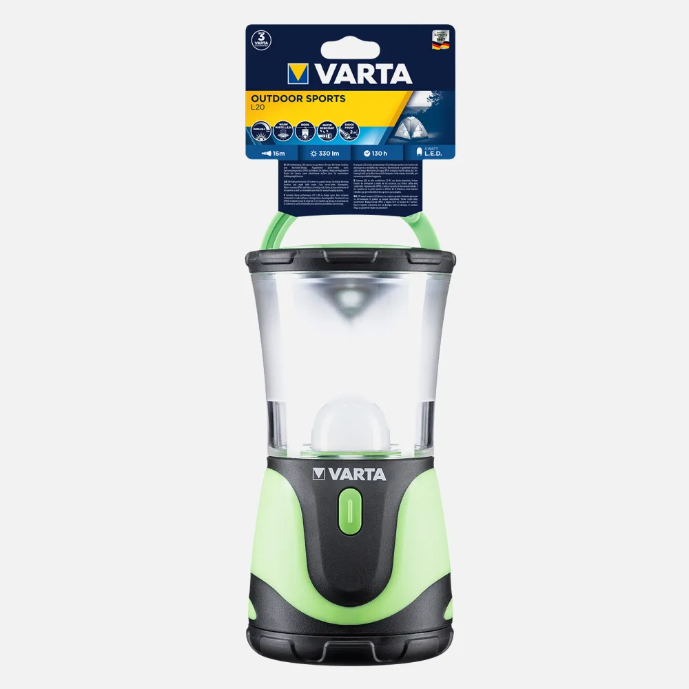 Linterna Led 3w Varta Ipx4 3xlr20 Incluidas Verde 18,5x9,5d