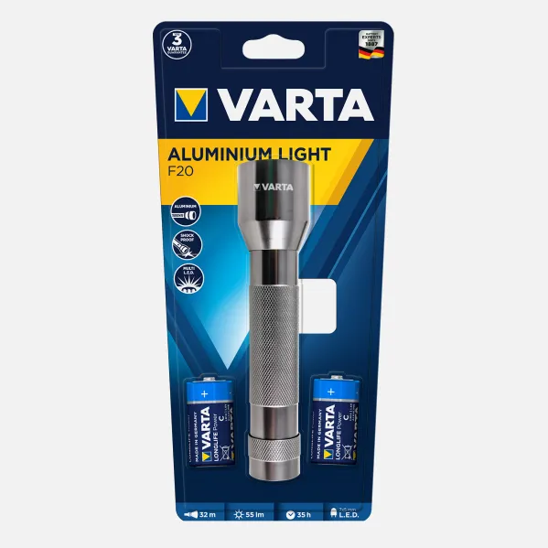 Linterna Led Varta 2xlr14 Incluidas Aluminio 18,2x4,2d